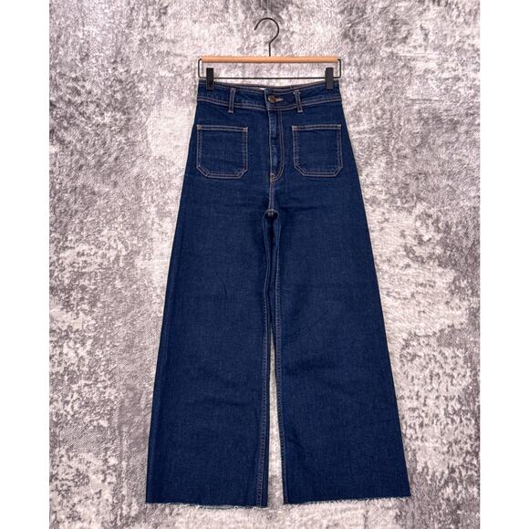 Zara Jeans 4 Womens Marine Straight Patch Pocket Dark Wash Denim - Picture 1 of 6